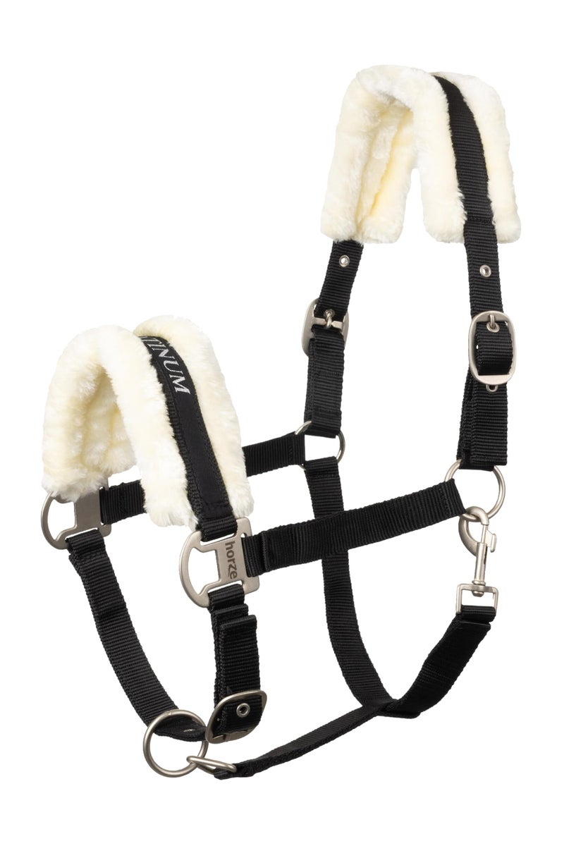 HORZE Howard Soft Fleece Padded Adjustable Polyester Horse Halter - Black - Horse - Image 1